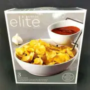 Gibson Elite Gracious Dining 2 Tier Chip and Dip Server Set with Metal Rack NEW!