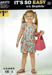 Simplicity Sewing Pattern 8370 Jumper Jumpsuit Bag Child Size 3-8