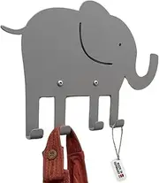 ABIMI-Store Children's Coat Rack with Animal Motifs, Children's Coat Hook, Durable Powder Steel, 32 x 22 x 2 cm (Elephant - Grey)