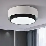Jiinoo LED Ceiling Light, 24W 3-Color Modern Chandelier Lighting, 11.8'' Flush Mount Ceiling Lights Fixture, Black and White Round Ceiling Lamp for Kitchen Island, Bedroom, Corridor, Dining Room
