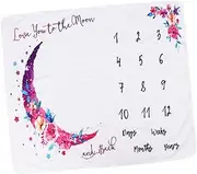 ANDRESLAD Blanket for Newborn Photography Floral Moon Backdrop Cozy Photo Background for Shower Celebrations for Monthly Growth Poses and