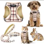 GAMUDA Small Harness Collar Leash Set Soft Mesh Dogs Puppy Cats Kitten Rabbit