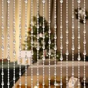 Osunnus Crystal Beaded Curtain 35.5 x 79 Inches 45 Strands Acrylic Hanging Door Beads String Curtain Room Divider for Doorway Window Living Room Bedroom Decor, Raindrop
