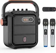 JYX Karaoke Machine with 2 Wireless Microphones, Portable Bluetooth Karaoke Speaker with Bass/Treble Adjustment, PA System with Echo Effect and Remote Control, Support TWS/TF Card/USB/AUX