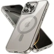 JETech Magnetic Case for iPhone 16 Pro Max 6.9-Inch Compatible with MagSafe, Shockproof Phone Bumper Cover, Anti-Scratch Clear Back Natural Titanium