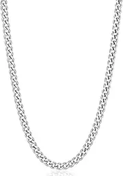 [FASHGOOD] Cuban Chain Necklace for Men Women, Silver/14K Gold Plated 316L Stainless Steel Cuban Link Chain for Men Boys, Gold Silver Chain Width: 3.5mm/5mm,Mens Chain Length:18/20/22/24 Inch