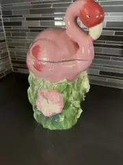 Ceramic Pink Flamingo Retro Cookie Jar Target Home Collection 2005 Tropical