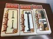 3 Bachmann HO Scale Lighted Accessories Billboard, Floodlight Tower, Lamp Posts