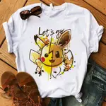 定制 PIKACHU FUNNY PRINTED T SHIRT 寵物小精靈皮卡丘印花T恤女休閑