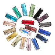 20pcs Sew On Crystal Glass Rectangle Rhinestones Flat Back Claw Cup Craft Beads