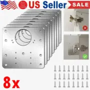 8PCS Stainless Steel Hinge Fixing Plate Bracket Kit Plate for Cabinet Door Hinge