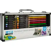The Art Studio Sketch and Drawing Set in Aluminium Case 100 pieces