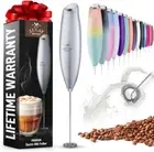 Handheld Electric Milk Frother - Mini Mixer & Coffee Blender - Silver
