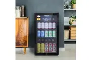 Devanti 98L Bar Fridge Glass Door w/Light Black