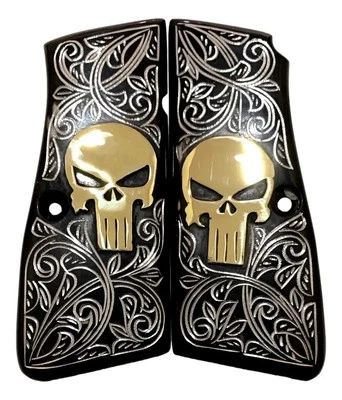 Cachas Browning 9mm High Power Medallion 100m Punisher Skull Grip MADE IN MEXICO