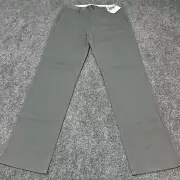 NEW Dockers Pants Mens 32 Grey Cotton Blend Mid Rise Slim Khaki Slash Pockets