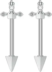 [Kokoma] 14G Dagger Nipple Rings Cubic Zirconia Cross Nipplerings Piercing Sword Tongue Ring Dangle Drop Nipple Shield Barbell Fashion Body Piercing Jewelry for Women