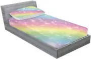 Rainbow Fitted Sheet and Pillowcase Set Twin Size Tie Dye Pastel Glitter Bed ...