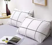 KAREVER White Grid Pillowcases 2 Packs Black White Plaid Pillow Covers Large Lattice Envelope Pillow Shams for Boys Girls Teens Adult White Checkered Bed Pillow Pillowcases Standard 20"x26"