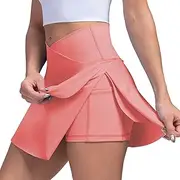 [Generic] Running Skirts for Women with Leggings Waisted Athletic Skorts Workout Sports Yoga Skirts Skirt Sewing Patterns for Women Plus Size (#A-Orange, XL)