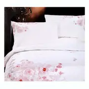 310TC Rose White Cotton Embroidery Quilt Cover Set Queen