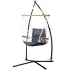 Hammock Chair with Steel Stand Armrest Outdoor Hanging Grey Comfortable Re REY-X