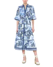Alice and Olivia Geneva Printed Tiered Blouson Sleeve Dress