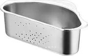 Triangle Sink Drainer Basket, Stainless Steel Triangular Sink Drain Shelf, Suction Cup Triangular Filter Drain Basket Kitchen Sink Corner for Filter Food Waste and Washing Fruit(Silver)