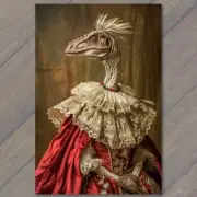 4x6" Dinosaur Dressed As Queen of England Dapper Funny Strange Weird Unusual