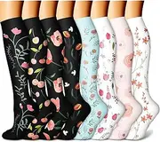 CHARMKING Compression Socks for Women & Men Circulation (8 Pairs) 15-20 mmHg is Best Support for Athletic Running,Hiking