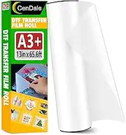 Premium A3+ DTF Film Roll, 13" x 65.6ft, Double Sided Matte Clear PreTreat PET Heat Transfer Paper, Hot & Cold Peel, Direct to Film for T-Shirts Textile