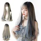 Long Black Wig With Bangs Natural Hair Wig for Women Cosplay Wig (Blonde)