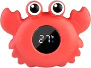 Baby Bath Temperature Gauge - LCD Screen Display, Crab Shape Monitor | Premium Waterproof Floating Thermometer Sensor, Digital Water Checker Device for Bathroom Baby Tub Infant Safety Use