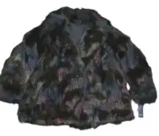 Rachel Roy Faux Fur Coat Jacket 1x MultiColor Reversible Mob Wife Winter Unisex