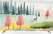 32-86" Interior TV Cover, European Style TV covers Polyester Fabric Environmentally Friendly Printing and Dyeing Dustproof and Waterproof for Flat Curved TV, Smart TVs (Color : C, Size : 80")