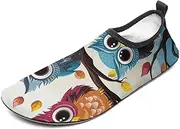 [BTCOWZRV] Water Shoes for Women Men Owls on Tree Branches Water Sports Shoes Slip-on Breathable Lightweight Athletic Aqua Sock