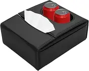 Car Tissue Box Holder | Car Accessories Cup Tissue Holder - Leather Napkin Dispenser Armrest Organization, Vehicle Accessories for Auto Travel Road Trip Must Haves