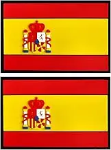 Spain Flag Patch Spain PVC Rubber Hook & Loop Fastener Patch for Hats, Tactical Bags, Jackets, Clothes Patch Team Military Patch（ 2 Pack）