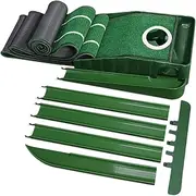 Putting Mat,Portable Putting Green | Golf Game Practice Velvet Mat Indoor and Outdoor with Auto Ball Return for Home Backyard