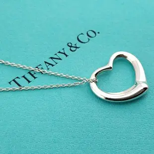 九八成新展示品-TIFFANY 925純銀-大Open Heart心型墜飾長版項鍊