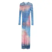 [Jean Paul Gaultier] Jean Paul Gaultier Long-sleeve Mesh Dress S BLUE/PINK