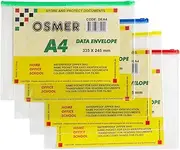 Osmer DEA4 A4 Data Envelope (Pack of 12), 33.5 cm x 24.5 cm, Assorted Colours