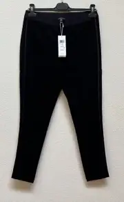 $248 Eileen Fisher Ponte Tencel Stretch Leggings, Pants, Side Stripe, Black, PM