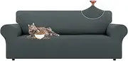 LURKA Stretch Sofa Slipcovers 1 Piece Couch Covers for 3 Cushion Couch Sofa Furniture Protector Full Sofa Covers with Elastic Bottom for Kids and Dog (Large, Grey)
