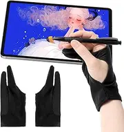 2 Pack Digital Drawing Gloves, Drawing Tablet Artist Glove Soft Two Fingers Art Glove for Pen Display Graphics Pad Painting Monitors Paper Sketching (Medium)