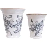 2pc LVD Ceramic Pots Plant Container Home Decor Florence - White