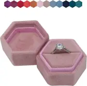 Velvet Hexagon Ring Box for Weddings, Proposals, Engagements, and Photography (B