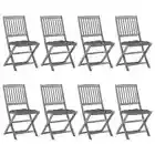 Folding Outdoor Chairs 8 pcs with Cushions Solid Acacia Wood Grey Wash Patio Gar