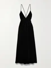 [Ulla Johnson] Ulla Johnson - Lavinia Open-back Ruffled Velvet Gown - Black - US12 US 12 Black