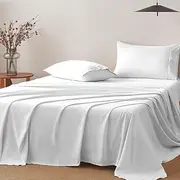 Lakora Microfiber Bed Sheet Set - Queen Size 4PC (Fitted Sheet, Flat Sheet, 2 Pillowcases) - Ultra Soft Breathable Bedding - Luxury Hotel Style (White,Queen)